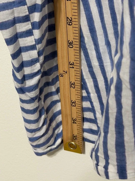 EMERSON FRY India OS S M L Ocean Blue Stripe Short Caftan Coverup Dress - Picture 9 of 10